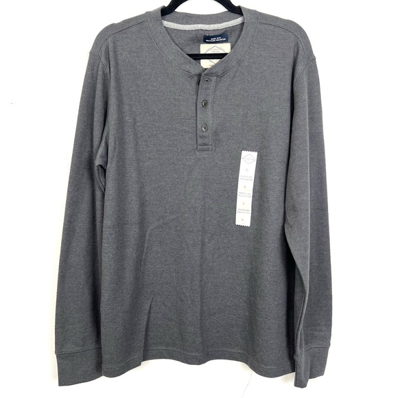 NWT St.John's Bay Super Soft Knit Henley Long Sleeve Shirt Grey Men's Large - Picture 1 of 3